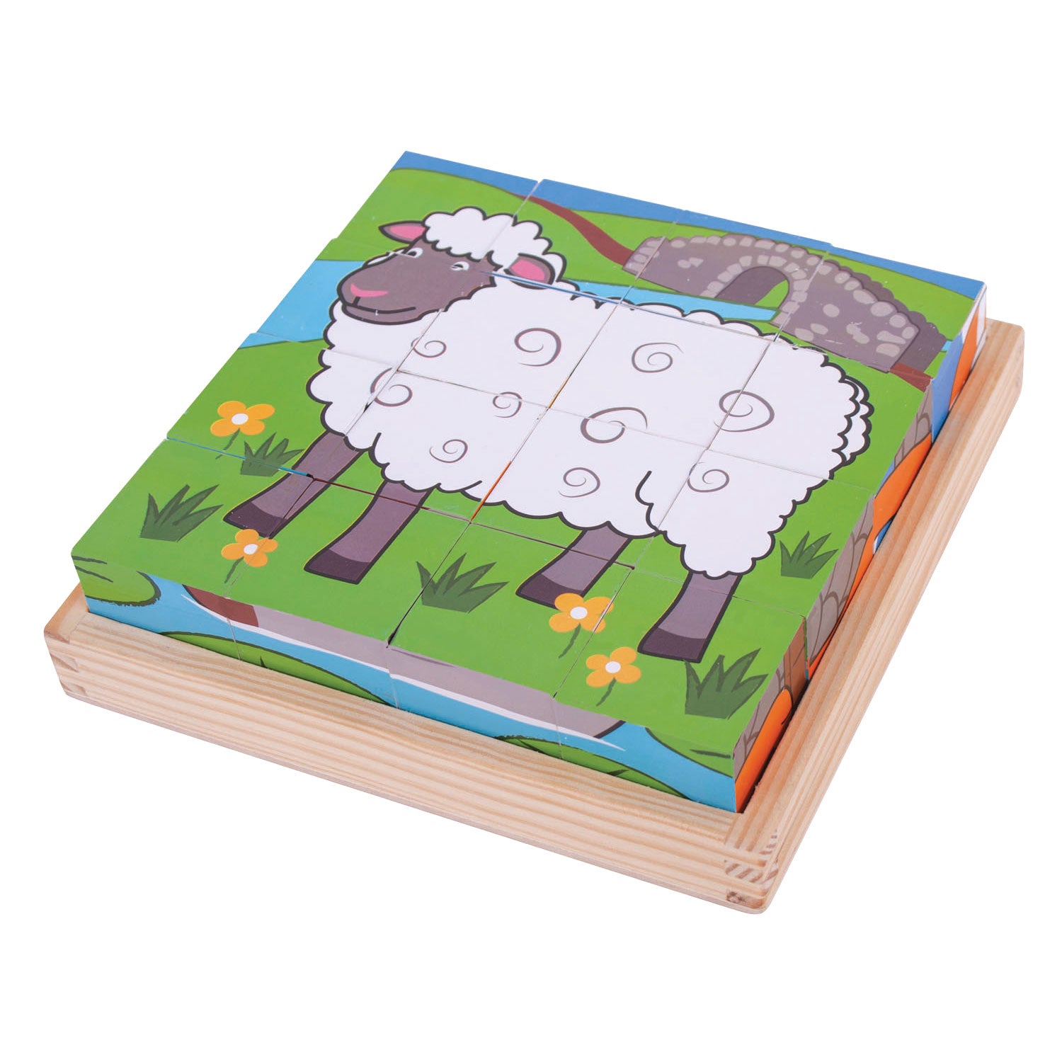 Bigjigs Holzblock -Puzzle Nutztiere