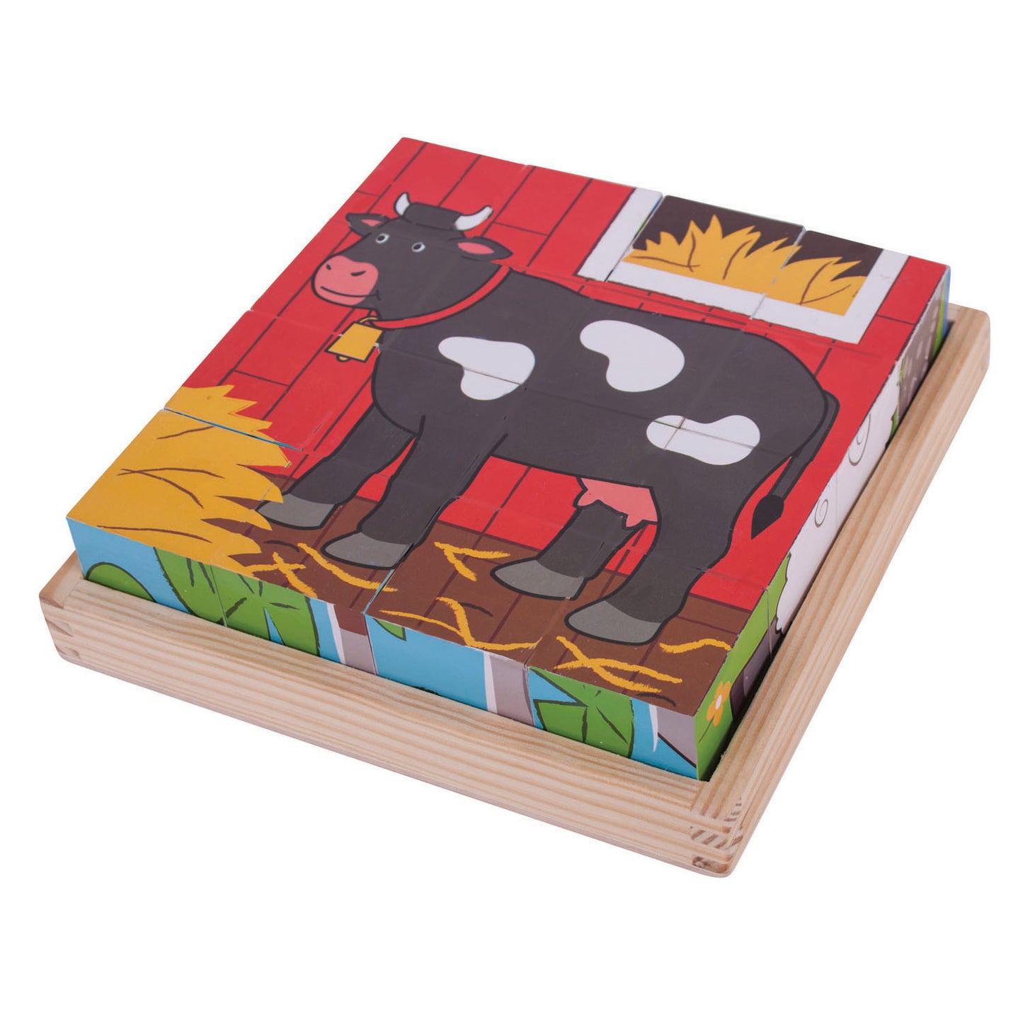 Bigjigs Holzblock -Puzzle Nutztiere