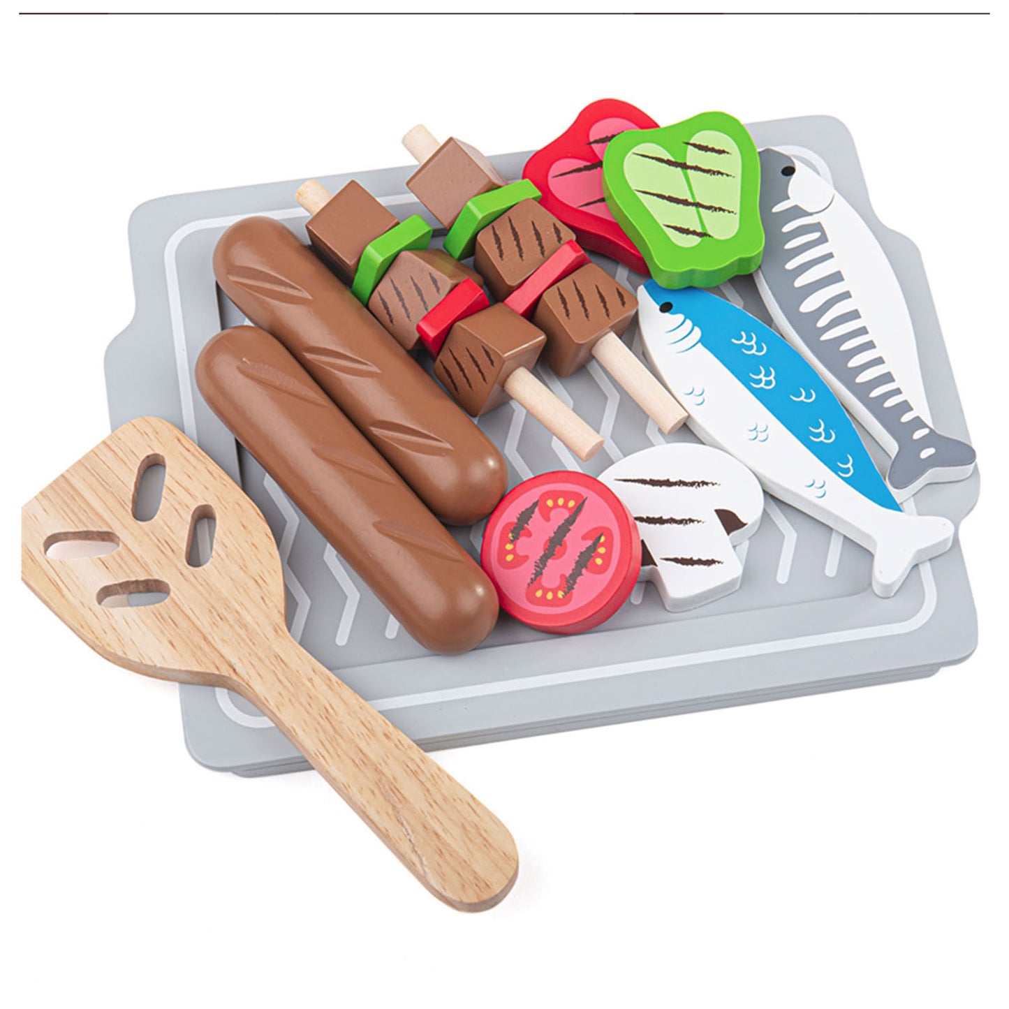 Bigjigs Holzgrill mit Accessoires, 10dlg.