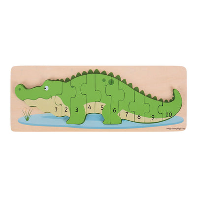 Bigjigs Holz -Tel -Puzzle Krokodil, 10st.