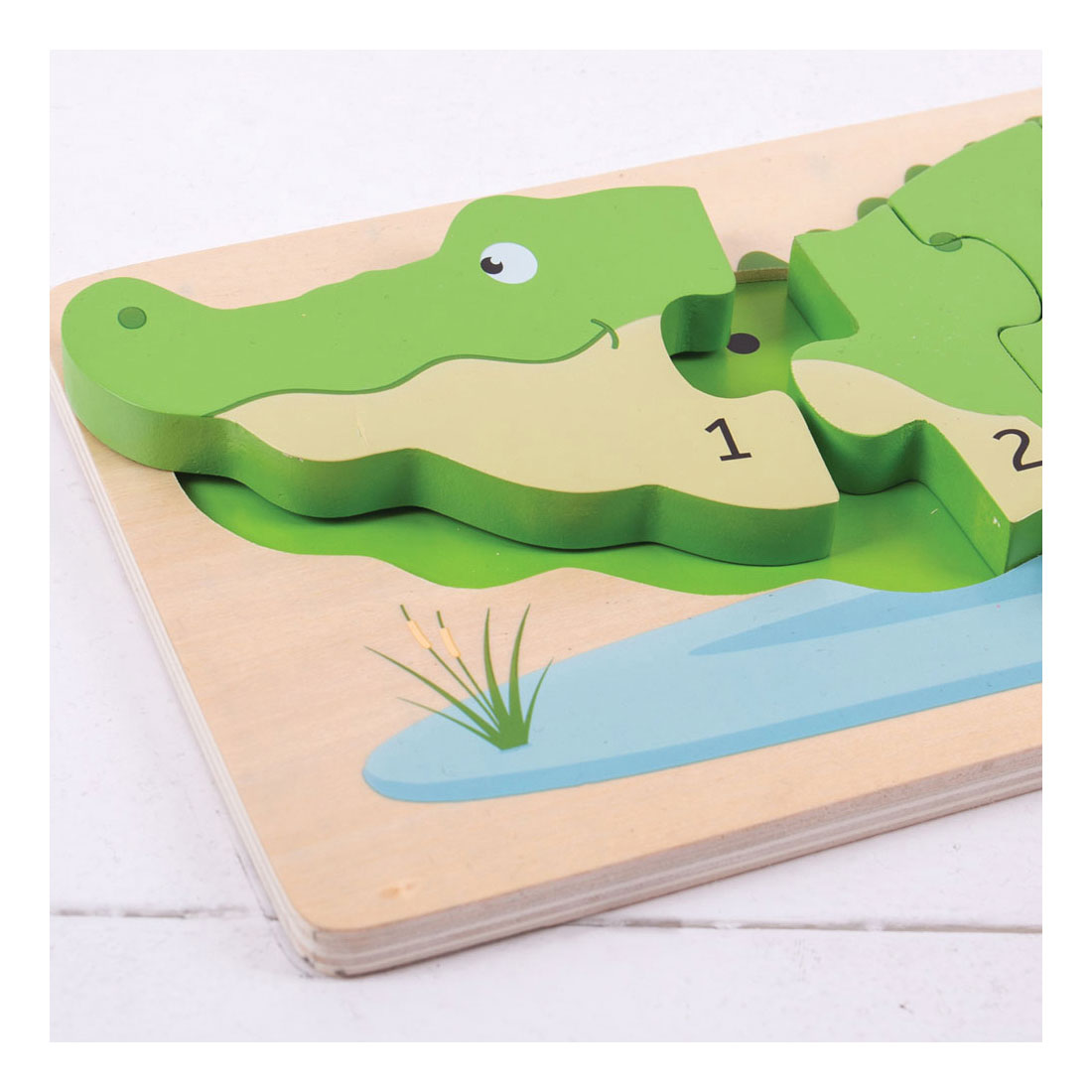 Bigjigs Holz -Tel -Puzzle Krokodil, 10st.