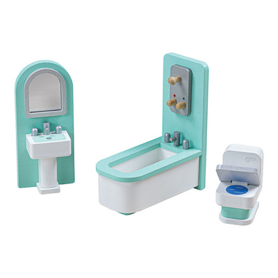 Tidlo Wooden Dollhouse Möbel Badezimmer, 3dlg.