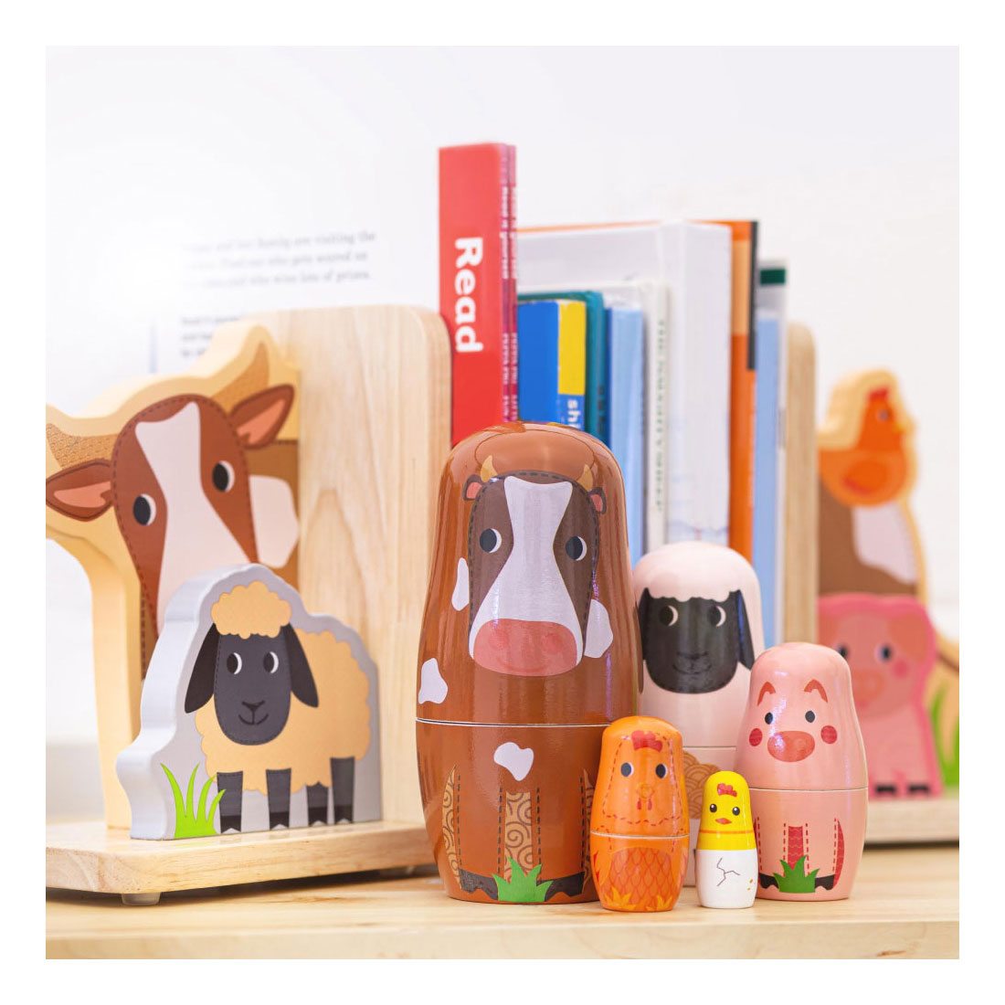 Tidlo Holzmatryoshka -Nutztiere stapelbar, 10dlg.