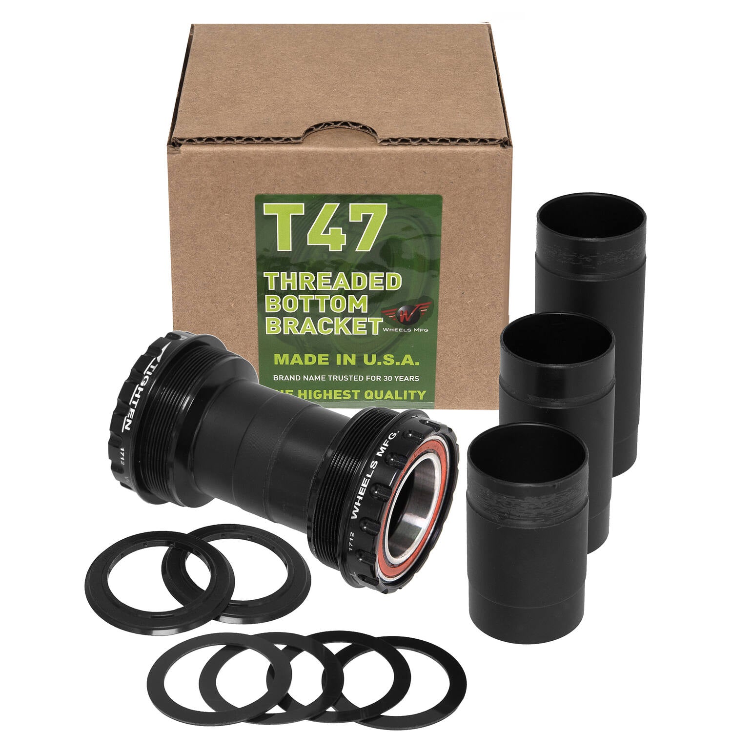 Räder Herstellung von Rädern MFG Bottom Bracket T47 Außenborder Shimano 24 mm ACB Schwarz