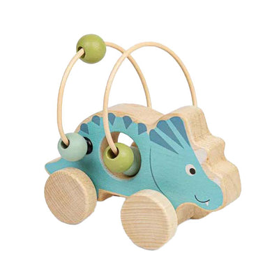 Bigjigs Holzschubfigur Trikeratops mit Perlenrahmen
