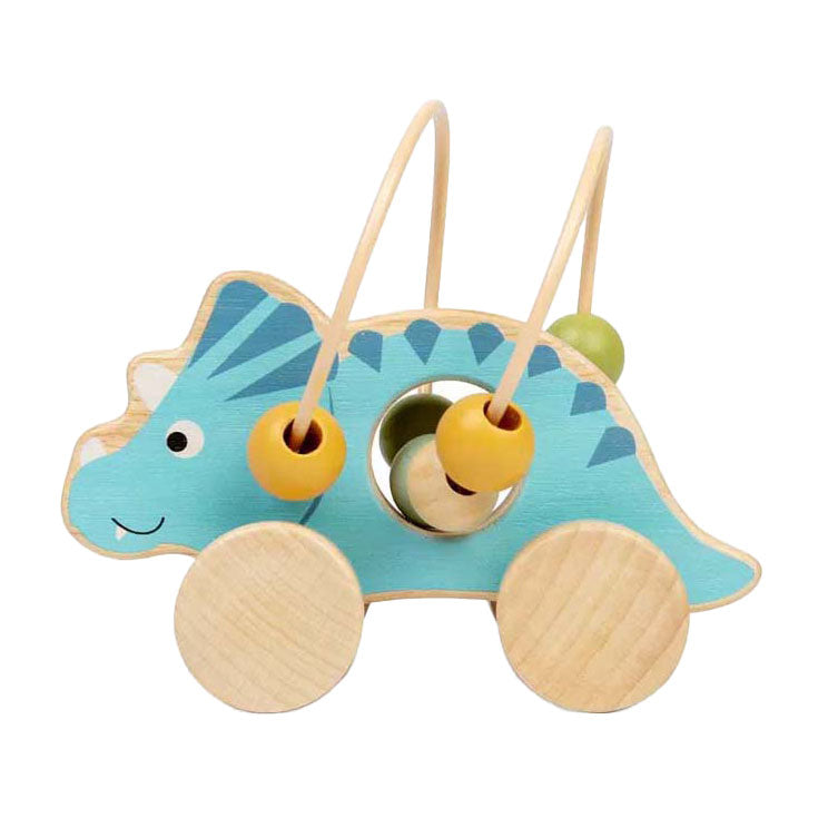 Bigjigs Holzschubfigur Trikeratops mit Perlenrahmen