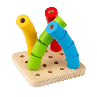 Bigjigs hölzerne wackelige Pin -Board, 17dlg.