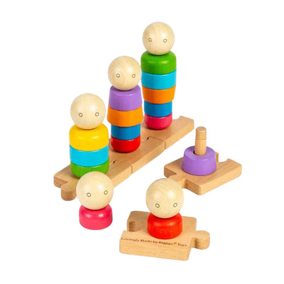 Bigjigs Holz Regenbogenfamilie Stapelspielzeug, 25dlg.