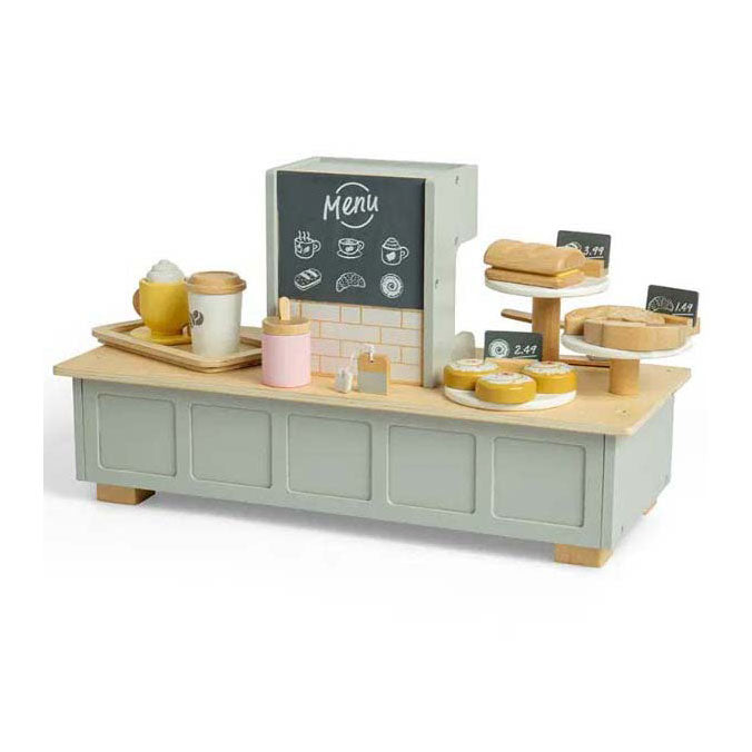Bigjigs Holz-Kaffeeecken-Spielset, 32-teilig.