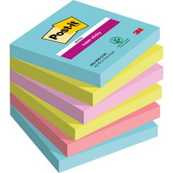 Haftnotizen Post-it, super klebrig, 76 x 76 mm, sortiert, Packung mit 6 Stück, 90 Blatt