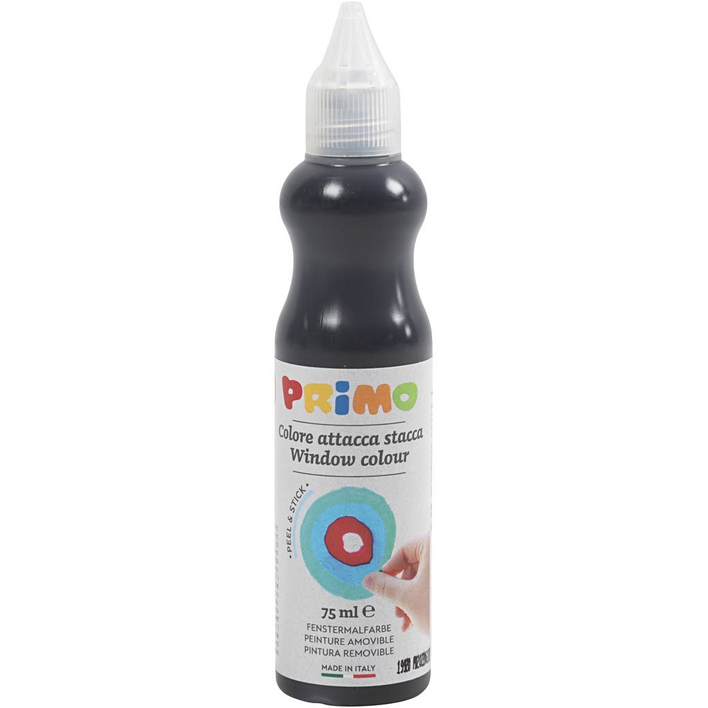Primo Fensterfarbe, D: 3,2 cm, ca. 75 ml, schwarz, 75 ml 1 Flasche