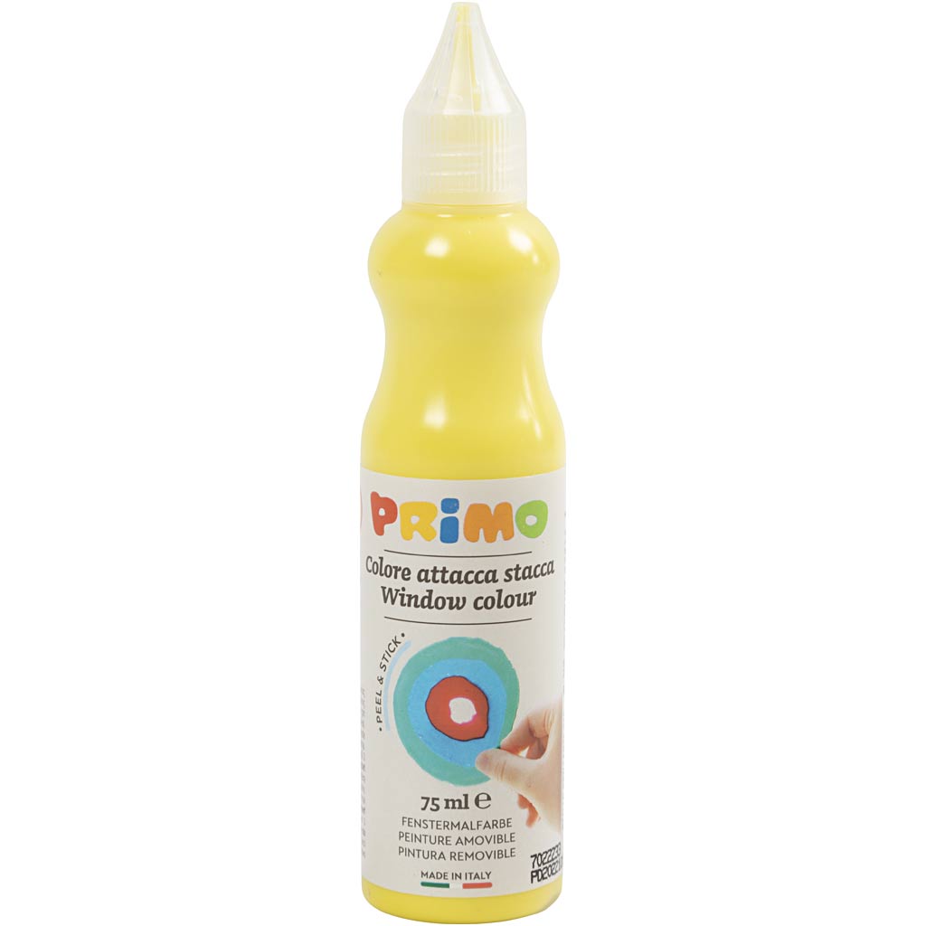 Primo Fensterfarbe, D: 3,2 cm, ca. 75 ml, gelb, 75 ml 1 Flasche