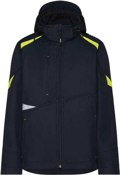 Dassy Softshell Kalama Polyester Nachtblau fluoreszierend Gelb XL