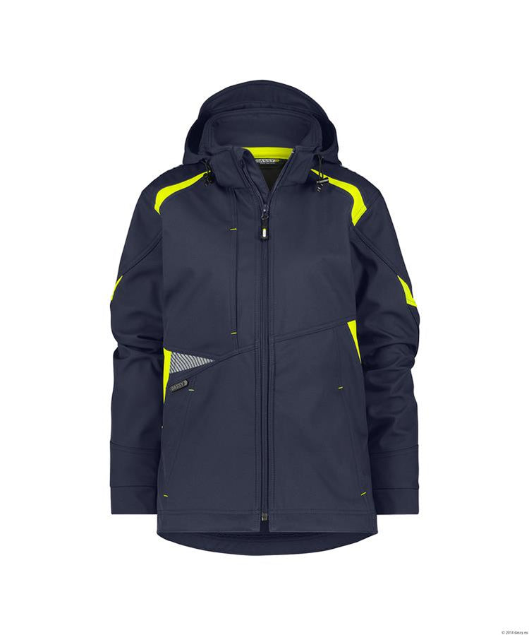 Dassy Softshell Kalama Damen Polyester Nachtblau fluoreszierendes Gelb XS