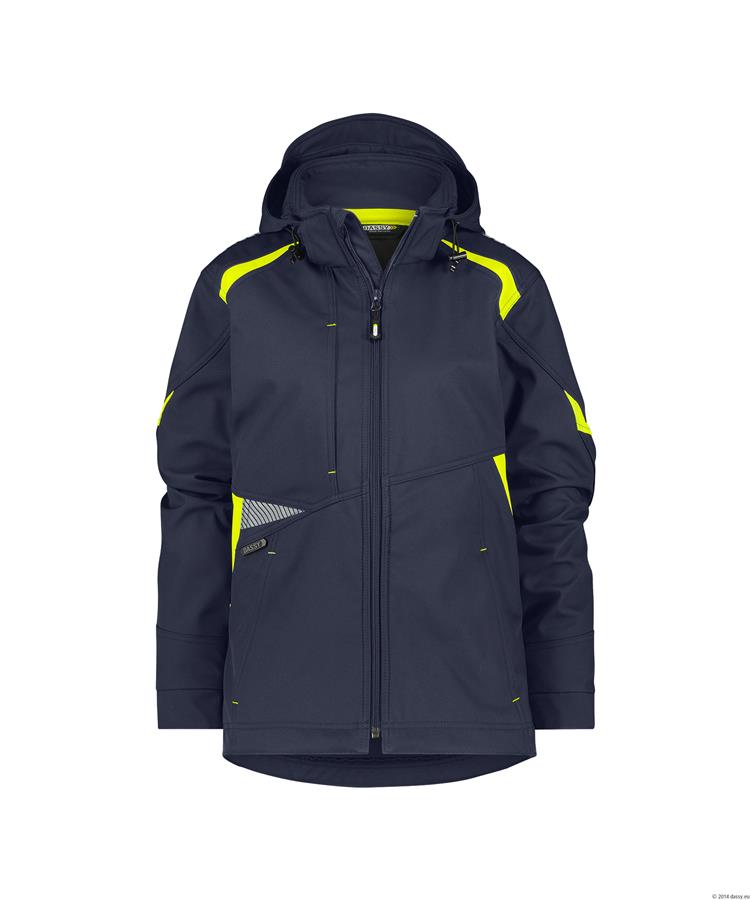 Dassy Softshell Kalama Damen Polyester Nachtblau fluoreszierend Gelb XL