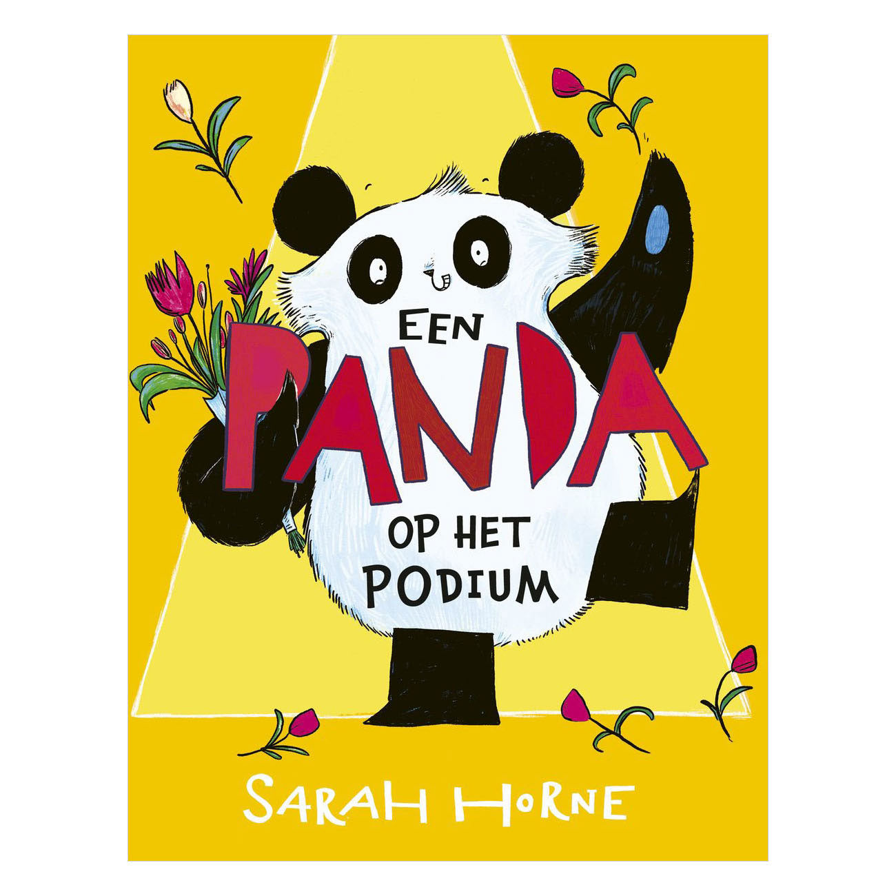 Im zentralen Buchhaus steht ein Panda auf der Bühne