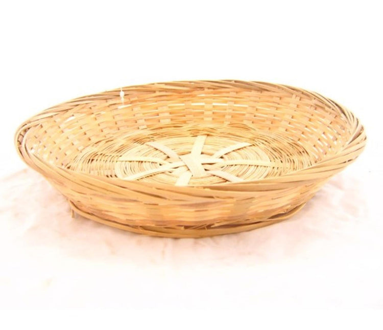 Baskin-Korb aus Bambusgeflecht, rund, niedrig, 25 x 4 cm