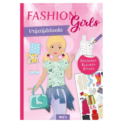 Standard-Verlagsaufkleber und Zeichenbuch „Mode für Mädchen – Freizeitlooks“.