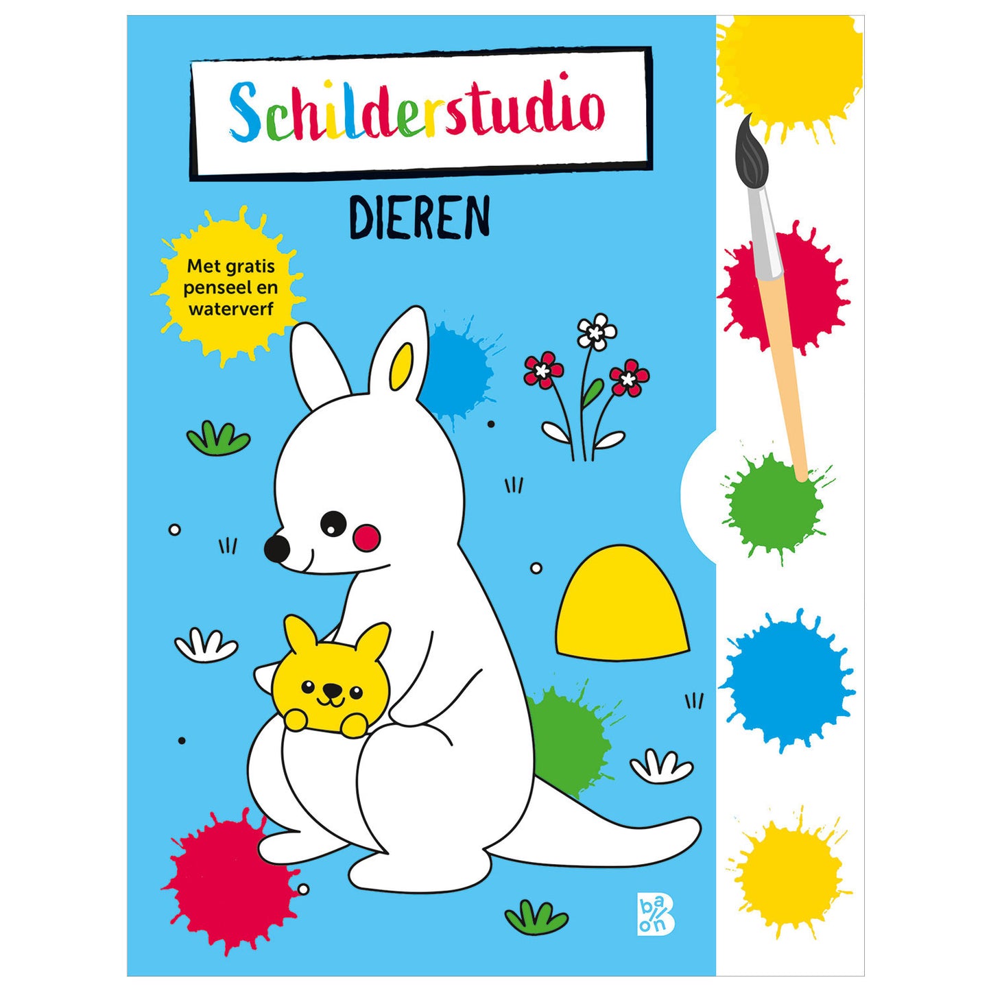 Malbuch im Standardverlag mit Farbpalette und Pinseltieren