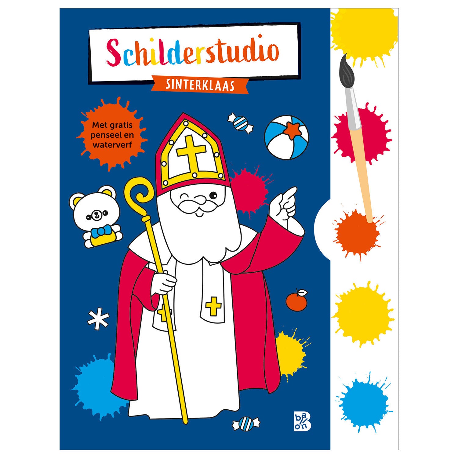 Standard-Malbuch für Verlage mit Farbpalette und Pinsel Sinterklaas