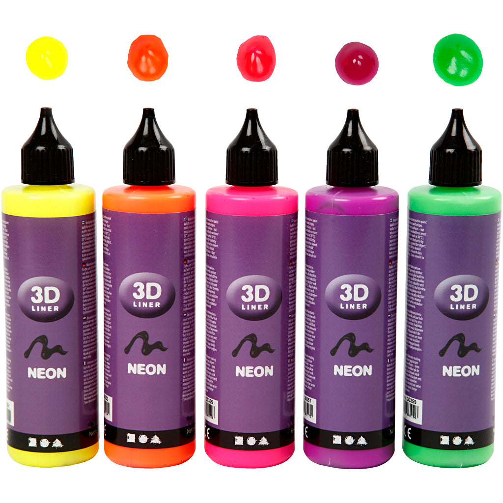 Creativ Company 3D-Liner, Neonfarben, 5x100 ml 1 Box