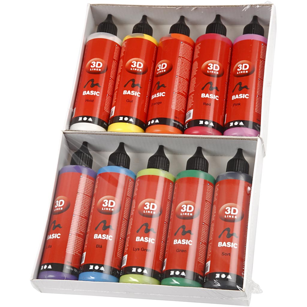Creativ Company 3D-Liner, verschiedene Farben, 10x100 ml 1 Box