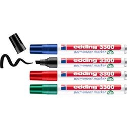 Marker permanent 3300 edding 1-5mm diagonal blau, schwarz, rot, grün 4 Stück