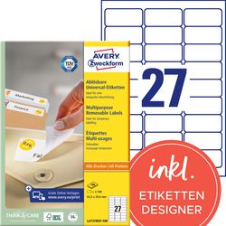 Abnehmbare Etiketten avery l4737rev-100