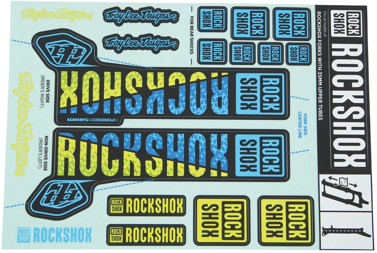 Rockshox Decal Set Blau gelb