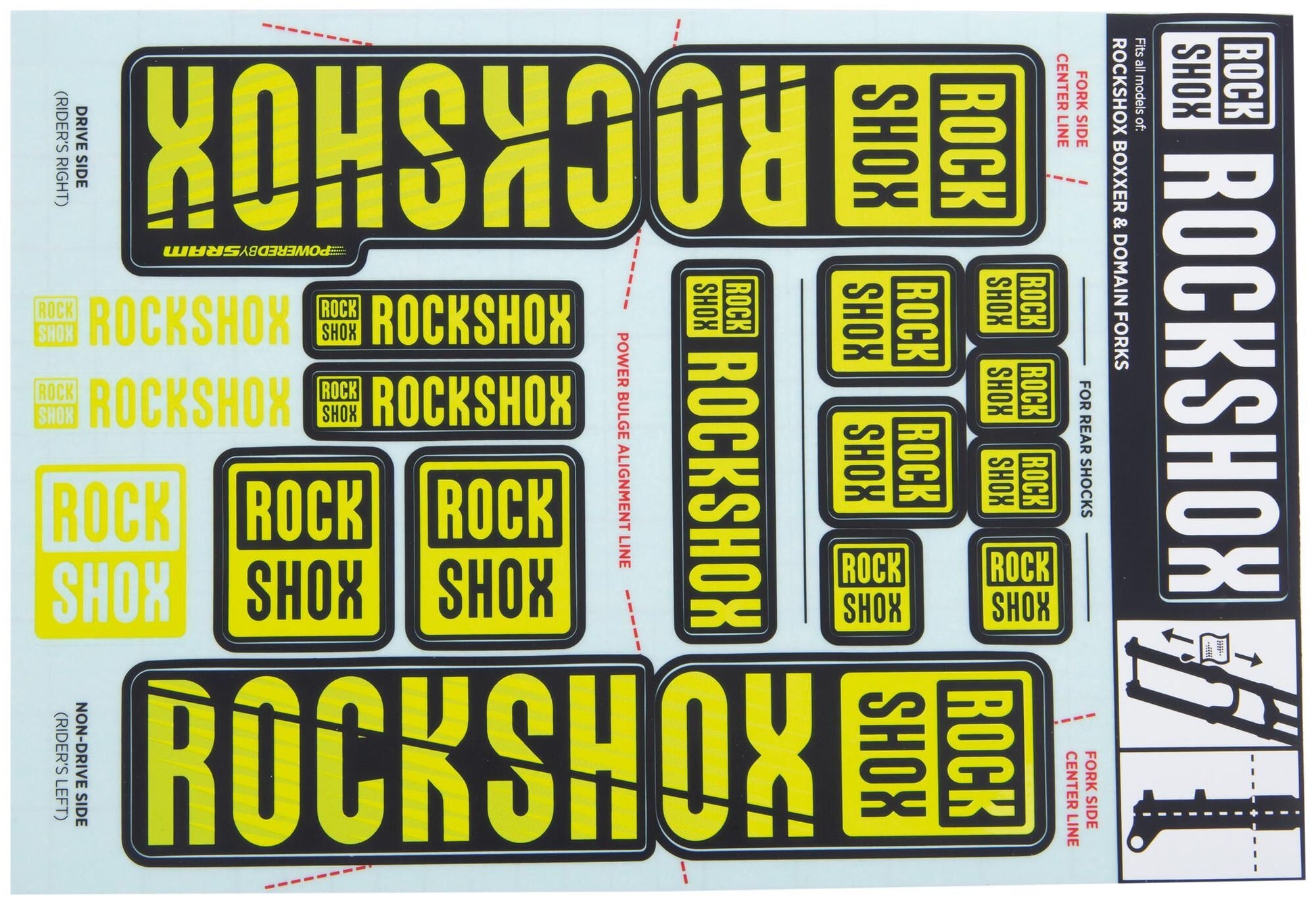 RockShox Dekorset Aufkleberset gelb