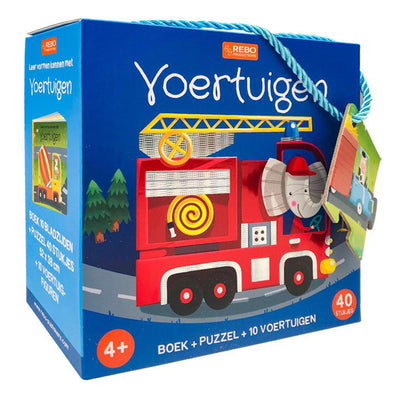 Rebo Publishers Book, Puzzle + 10 Figurenfahrzeuge