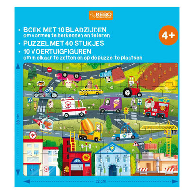 Rebo Publishers Book, Puzzle + 10 Figurenfahrzeuge