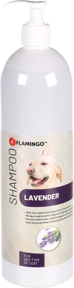 Flamingo Hundeshampoo Lavendel – 1l – erfrischendes Shampoo für jeden Felltyp – antibakterieller Insektenschutz –