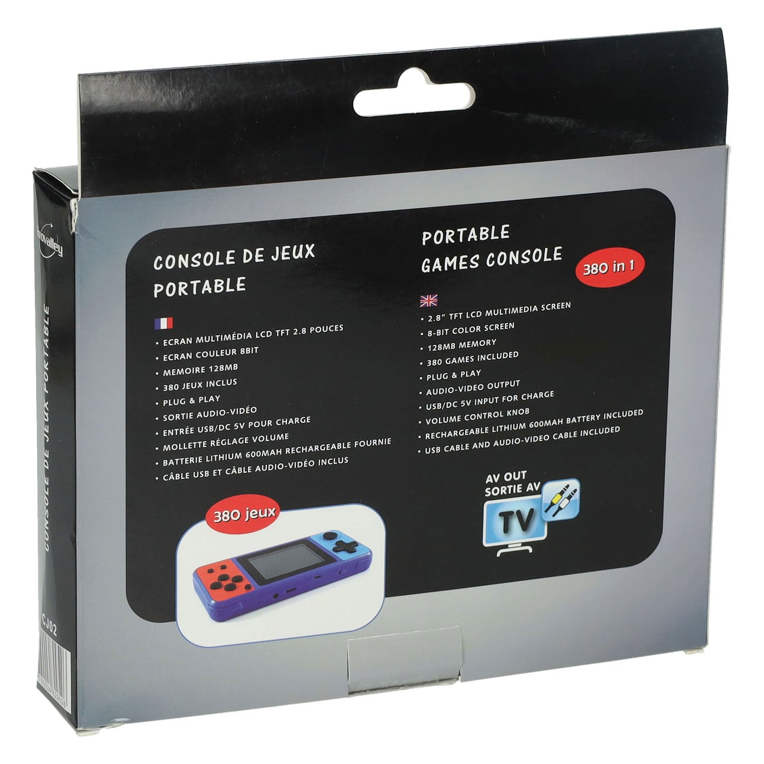 Tragbare Spielekonsole mit 380 Spielen – wiederaufladbar