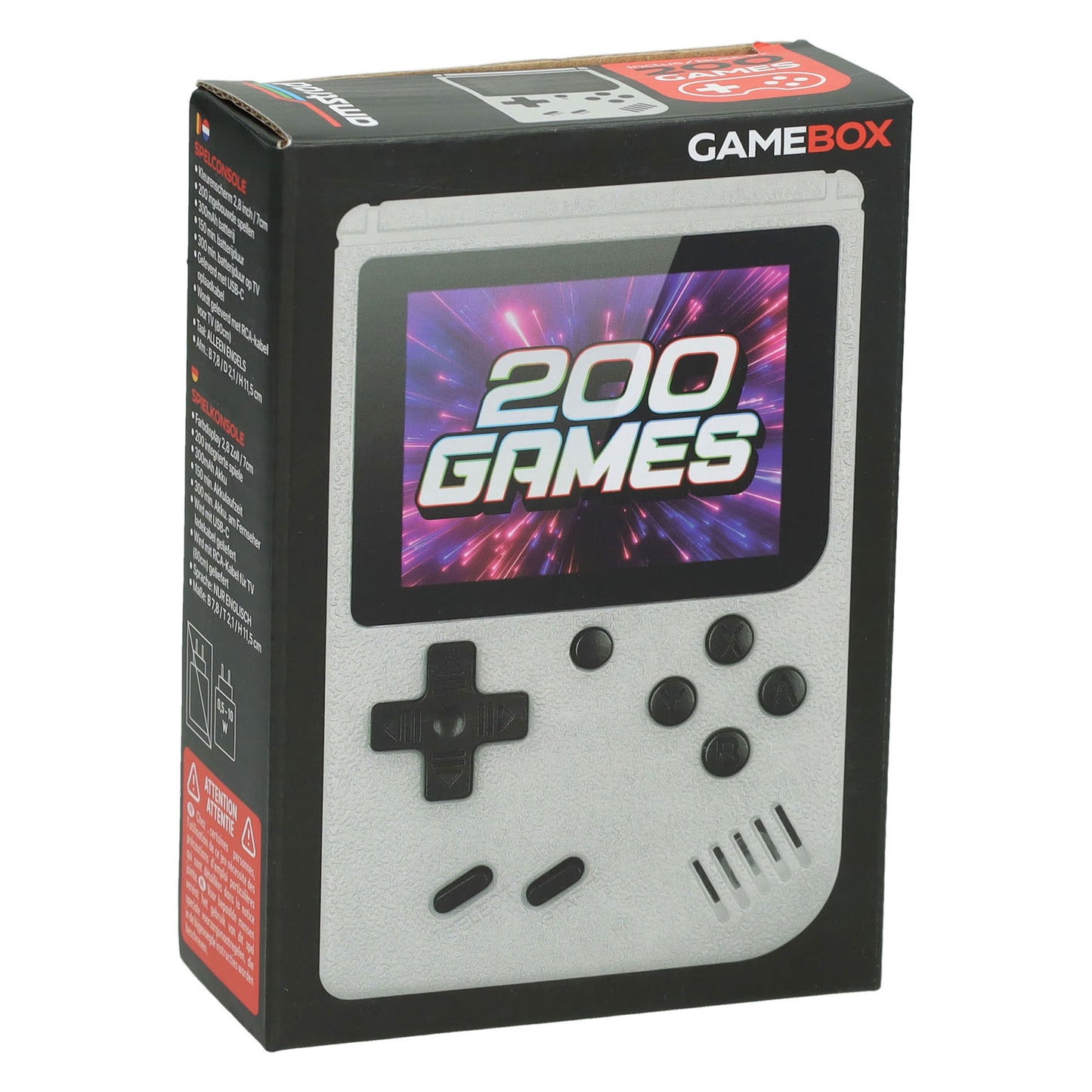 Gamebox – tragbare Spielekonsole mit 200 Spielen – weiß