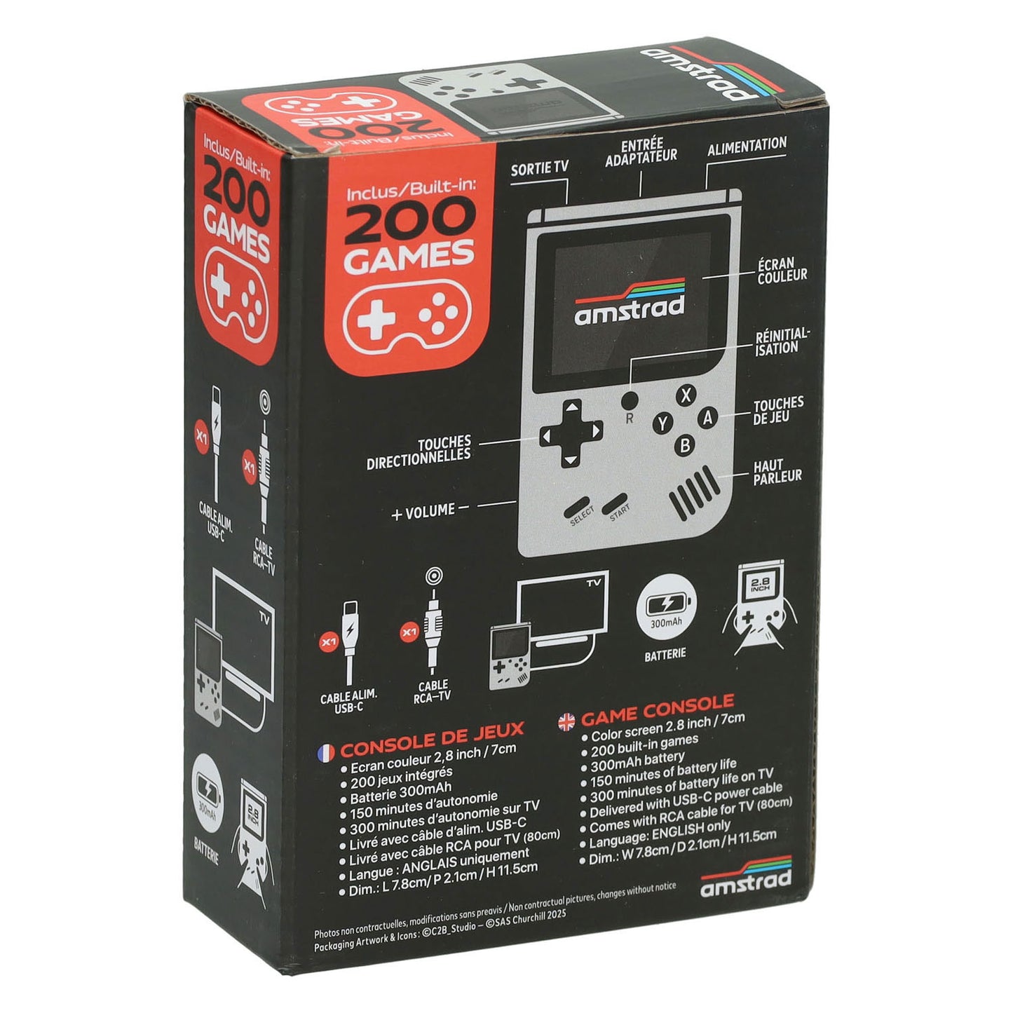 Gamebox – tragbare Spielekonsole mit 200 Spielen – weiß