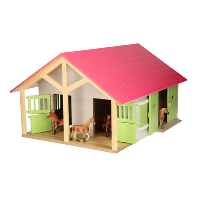 Kids Globe Horse Stall Pink mit 2 Kisten und Lagerung, 1:24