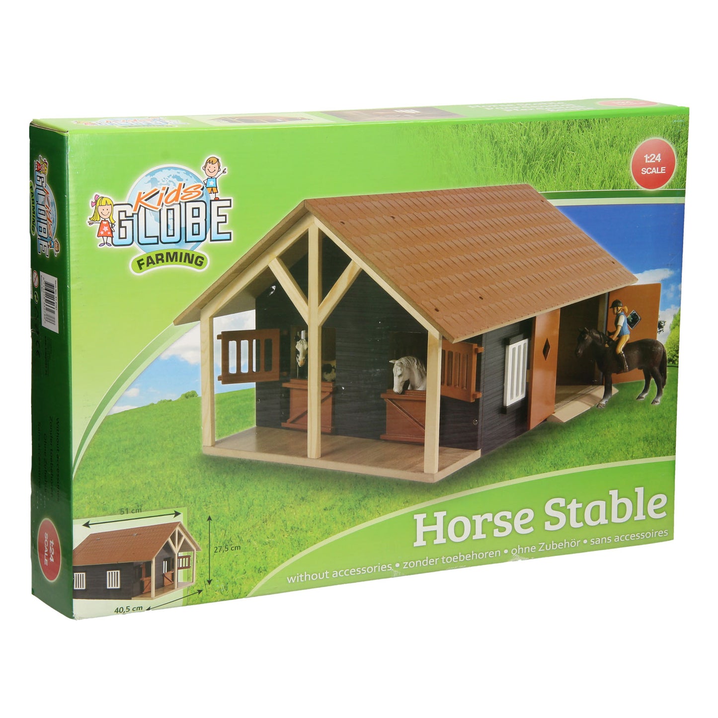 Kids Globe Globe Horse Stall mit 2 Kisten und Lagerung, 1:24