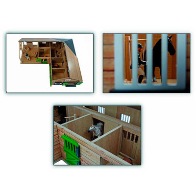 Kids Globe Globe Horse Corner Stall mit 3 Kisten und Aufbewahrung 1:24