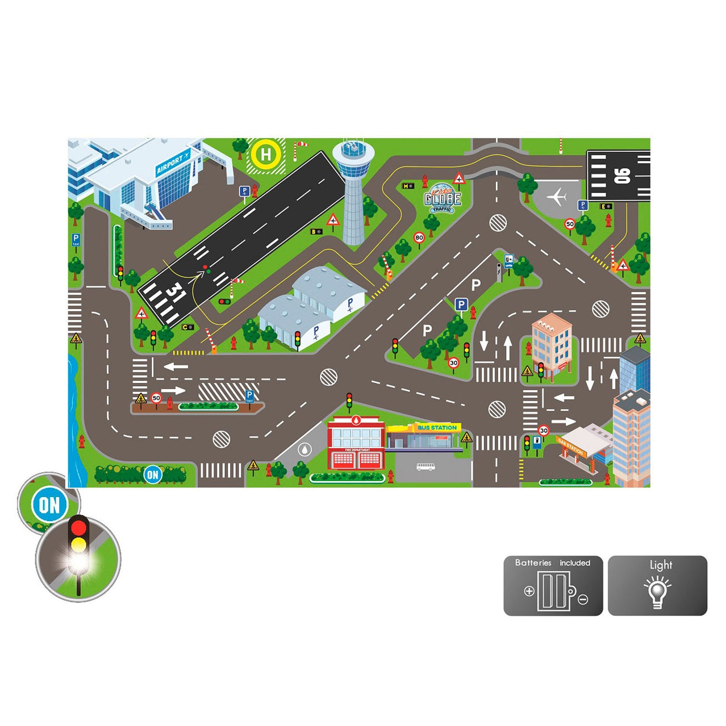 Kids Globe Traffic Dress Airport und LED -Leuchten