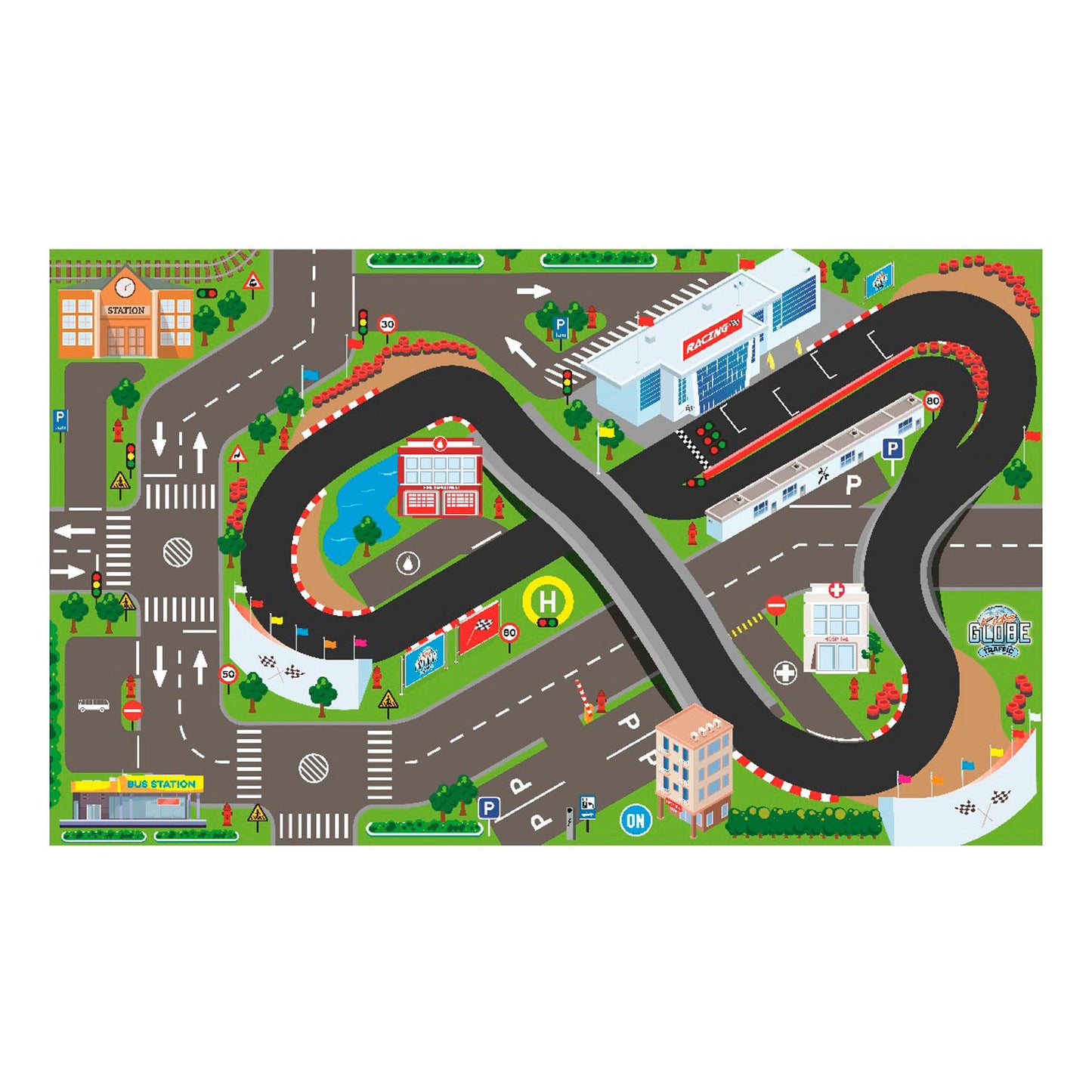 Kids Globe Traffic Dress Circuit mit LED -Leuchten
