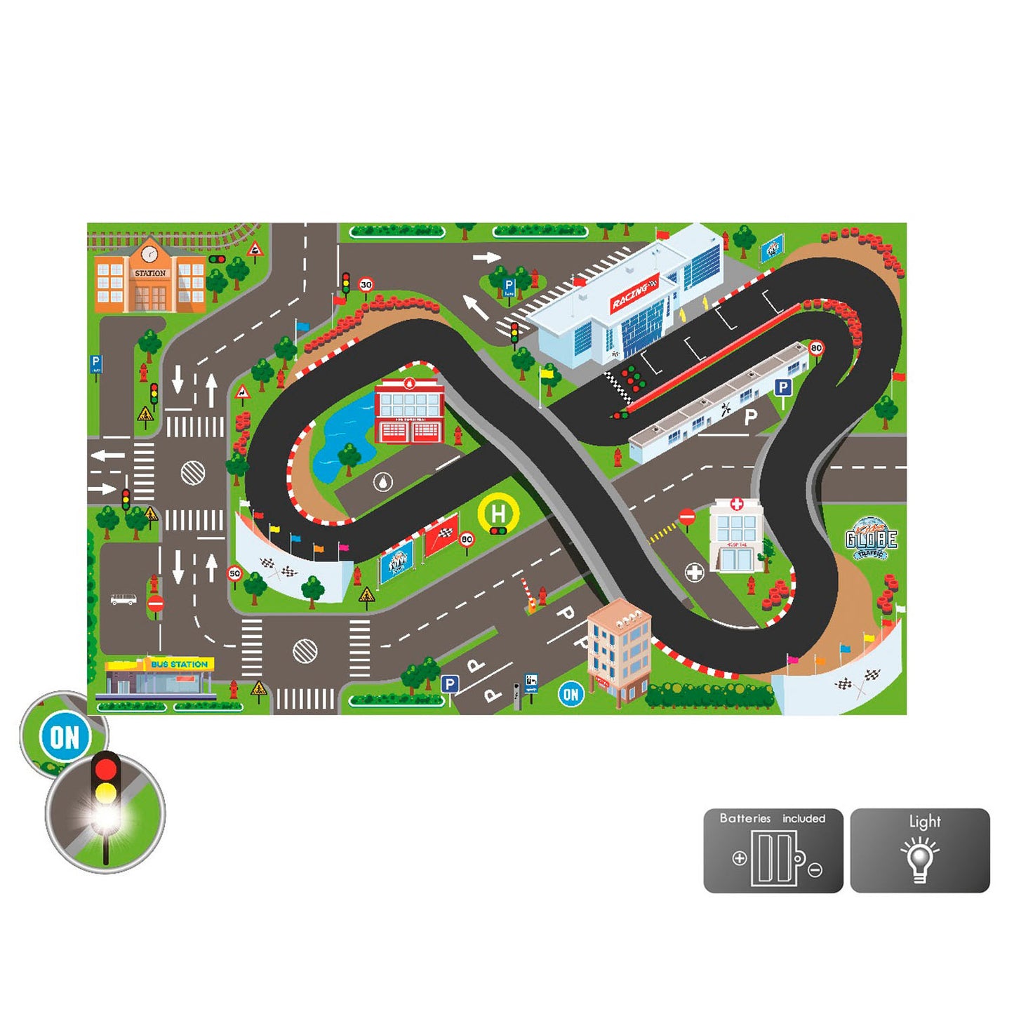 Kids Globe Traffic Dress Circuit mit LED -Leuchten