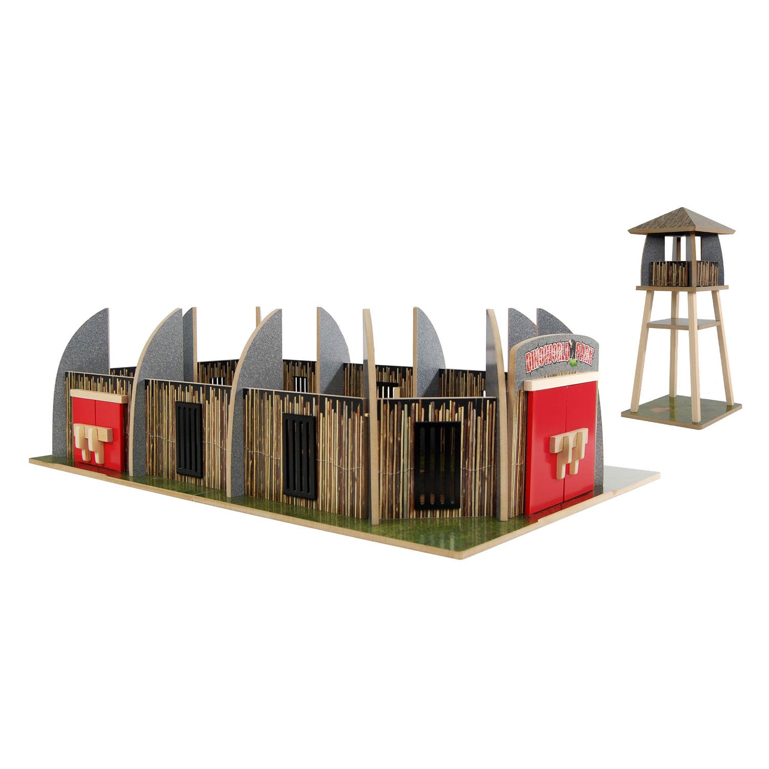 Dinoworld Wooden Dinosaur Park mit Wachtturm -Spielset