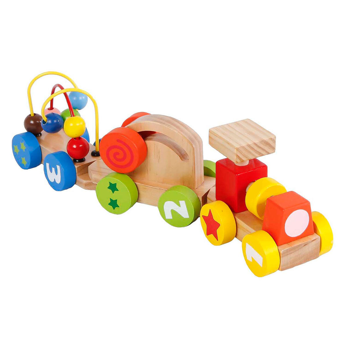 Holzzug mit Aktivitäten Wagen, 3dlg.