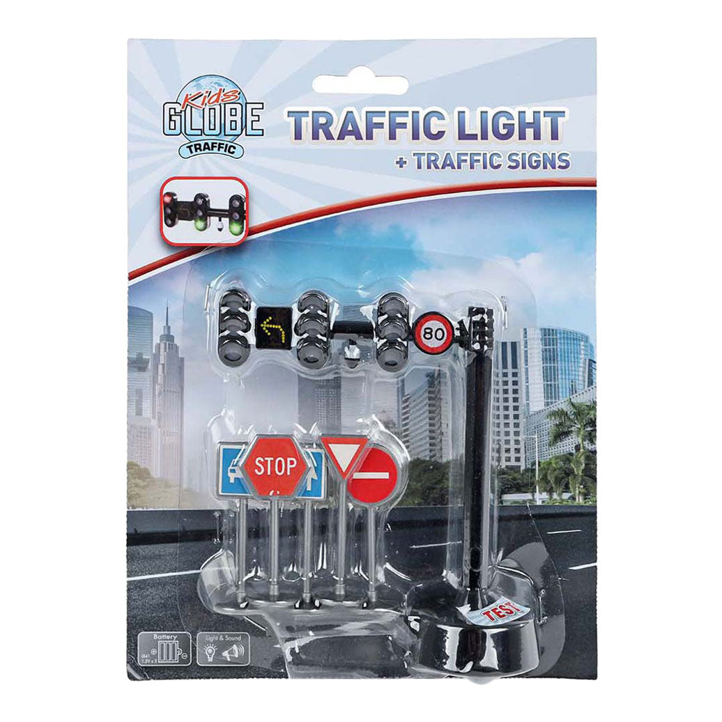 Kinder Globe Globe Ampel mit 3 Lichtern und 5 Verkehrsschildern