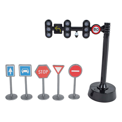 Kinder Globe Globe Ampel mit 3 Lichtern und 5 Verkehrsschildern