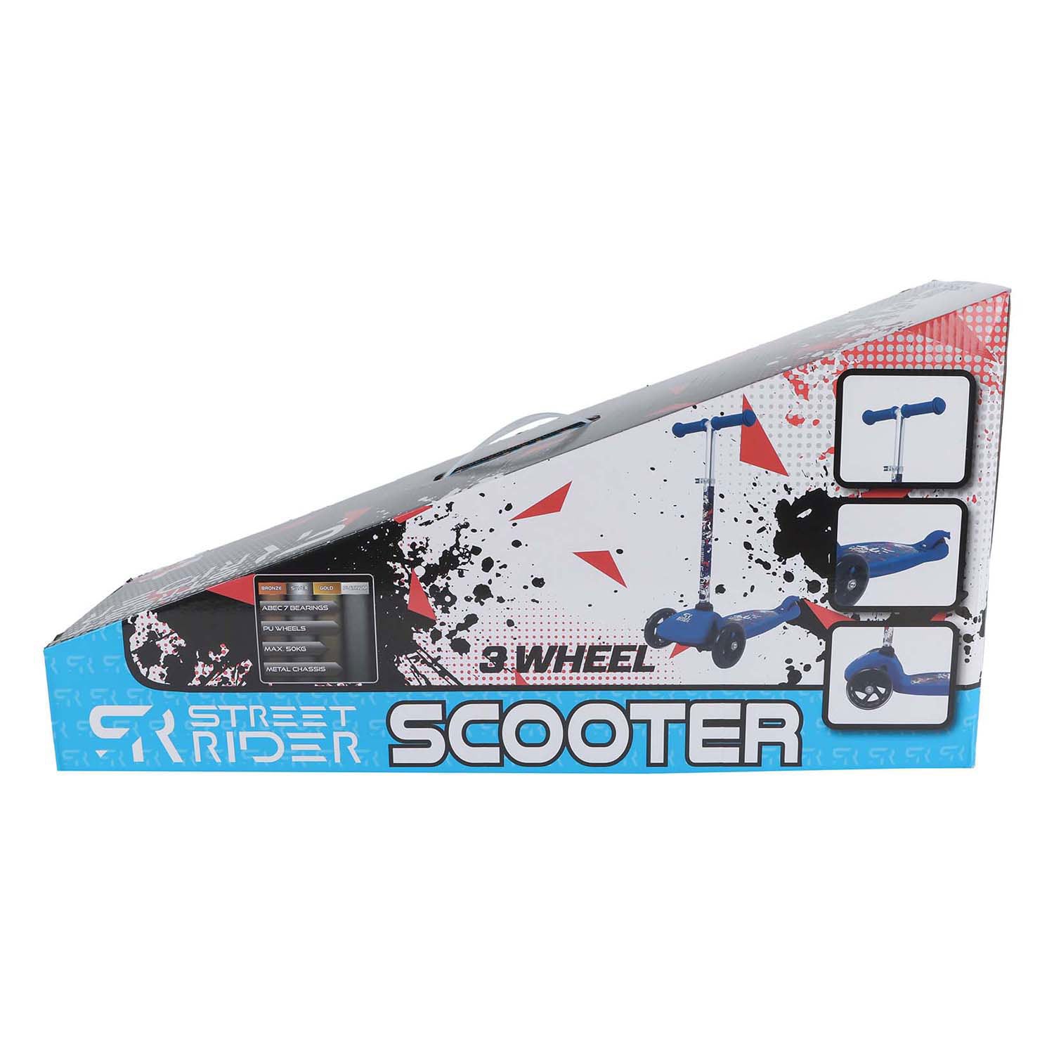 Street Rider 3-Rad-Roller mit verstellbarer Lenkung ABEC 7 Blau