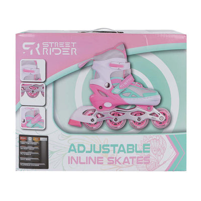 Street Rider Inline Skeelers Pink Green Verstellbar, Größe 29-32