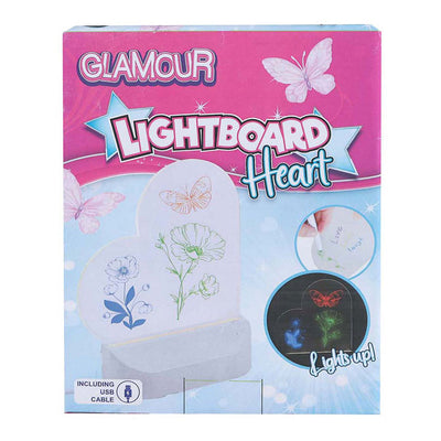 Glamour-Leuchttafel-Herz mit USB-Anschluss und 7 Markern, 16 cm