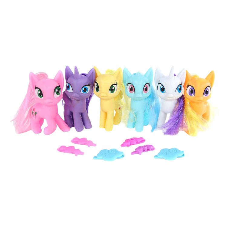 Einhornfigur mit Haaren und rotierenden Kopf mit Zubehör, 9 cm